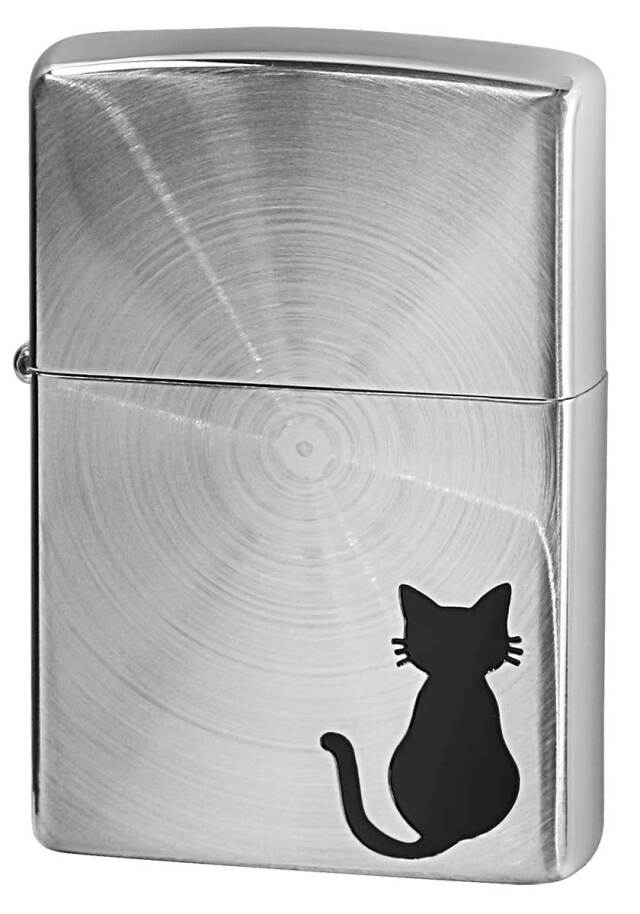 Zippo ジッポー Spindle Cat スピンドルキャット ブラックキャット SV&BK メール便可