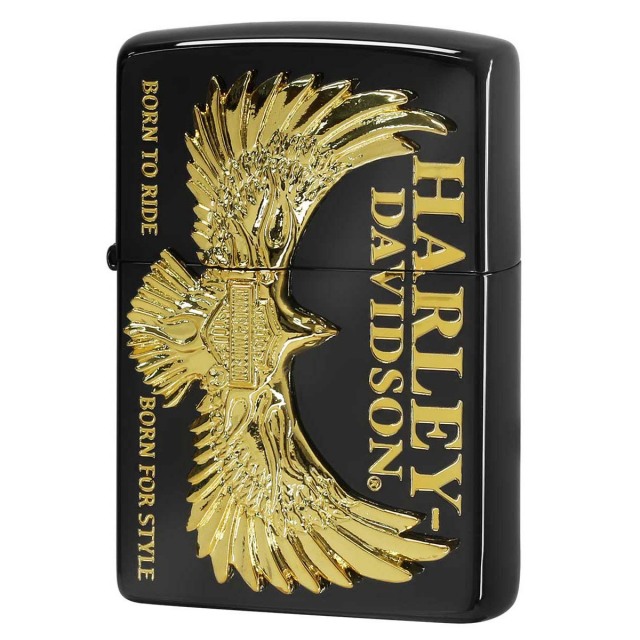 Zippo ジッポー ハーレーダビッドソン 日本限定モデル バイク 二輪 モーターサイクル  Harley Davidson ブラックイオンコーティングフライングイーグル メタル HDP-78