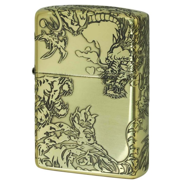 Zippo ジッポー タイガー ドラゴン 龍虎 5面連続デザイン 真鍮いぶし