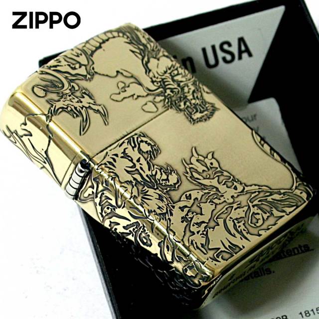 Zippo ジッポー タイガー ドラゴン 龍虎 5面連続デザイン 真鍮いぶし