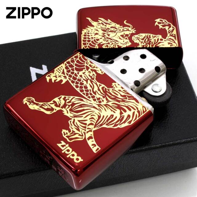 Zippo ジッポー 龍虎 タイガー ドラゴン 虎 龍 レッド 赤金｜Zippo専門