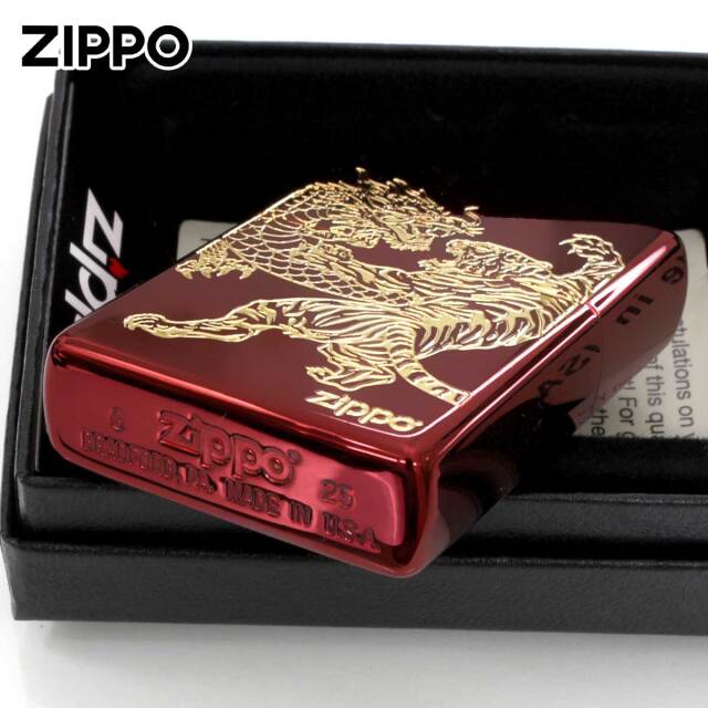 Zippo ジッポー 龍虎 タイガー ドラゴン 虎 龍 レッド 赤金｜Zippo専門