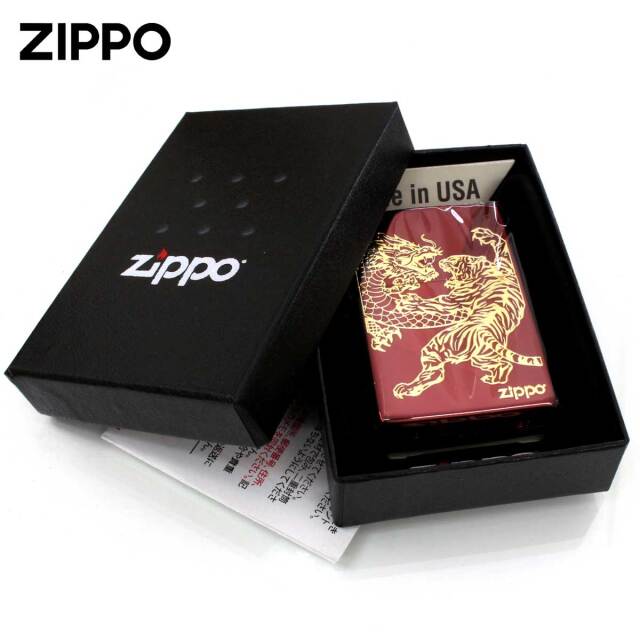 Zippo ジッポー 龍虎 タイガー ドラゴン 虎 龍 レッド 赤金｜Zippo専門