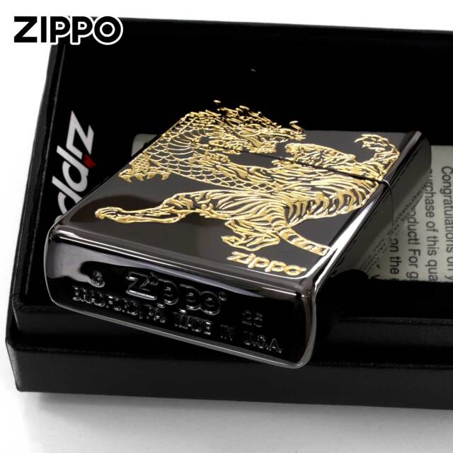 Zippo ジッポー 龍虎 タイガー ドラゴン 虎 龍 ブラック 黒金｜Zippo