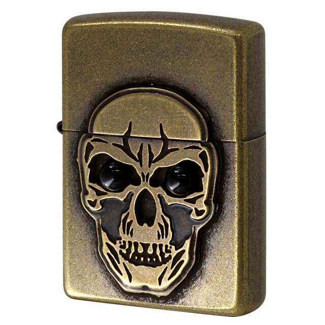 ガネーシュヒマールクォーツ スカル 骸骨 Zippo ジッポー ビックメタル スカル 骸骨 ドクロ オニキス 天然石