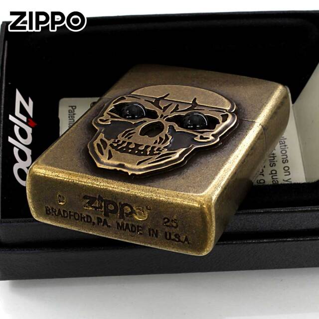 Zippo ジッポー ビックメタル スカル 骸骨 ドクロ オニキス 天然石