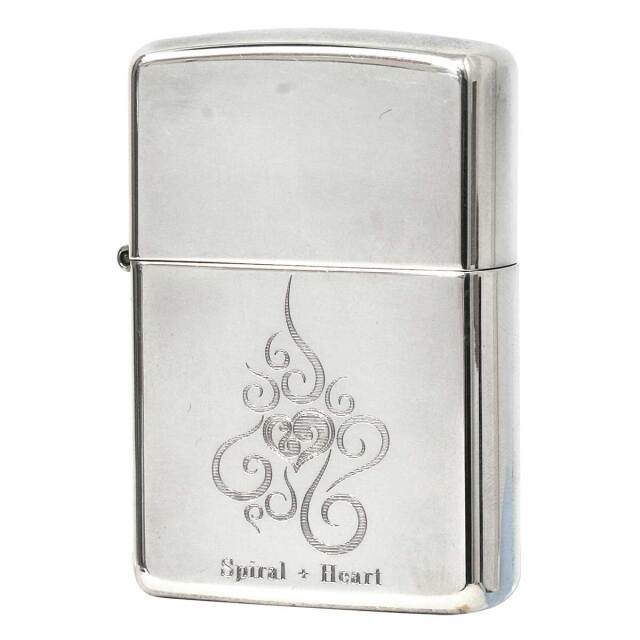 絶版/ヴィンテージ Zippo ジッポー 中古 2002年製造 Sterling Silver Spiral Heart Chaos スパイラルハート カオス スターリングシルバー 純銀   [B]使用感ありやや傷汚れあり