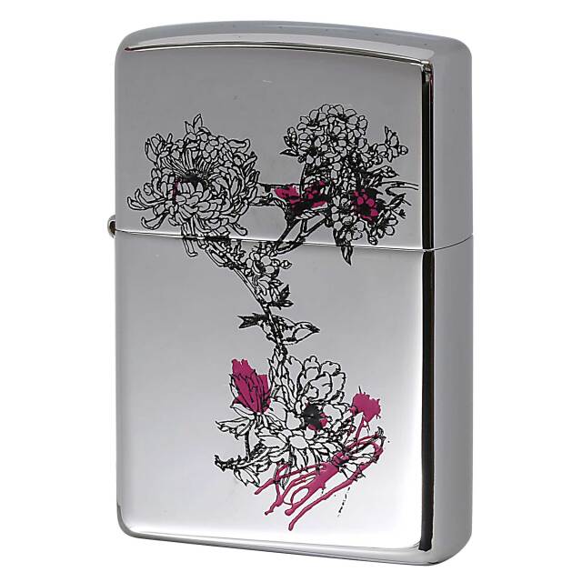 絶版/ヴィンテージ Zippo ジッポー 中古 2005年製造 ZIPPO Paul Smith Flower Silhouette 花束 シルエット PK  [S]ほぼ新品同様