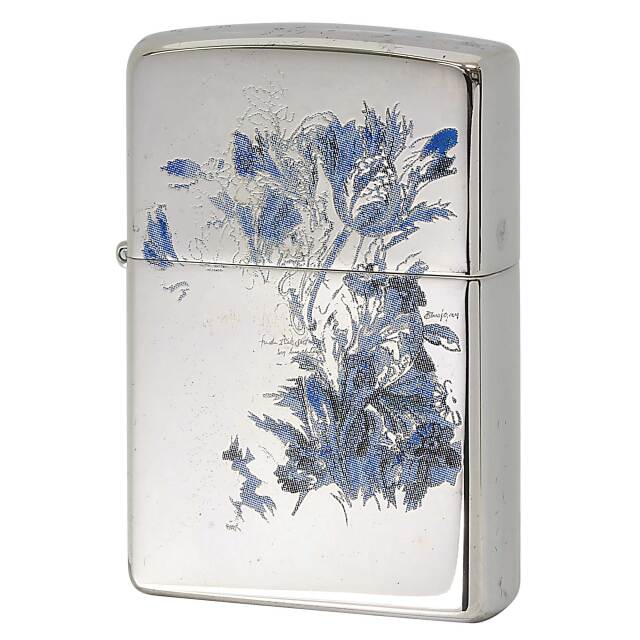 絶版/ヴィンテージ Zippo ジッポー 中古 2003年製造 ZIPPO Paul Smith 試作品 Flower Design 花柄 ブルー  [S]ほぼ新品同様