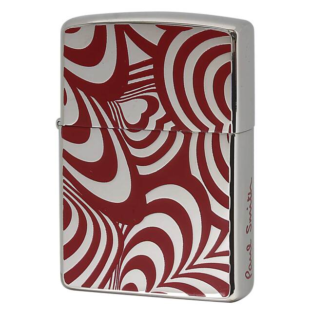 絶版/ヴィンテージ Zippo ジッポー 中古 2006年製造 ZIPPO Paul Smith Heart 重なるハート柄 赤  [S]ほぼ新品同様