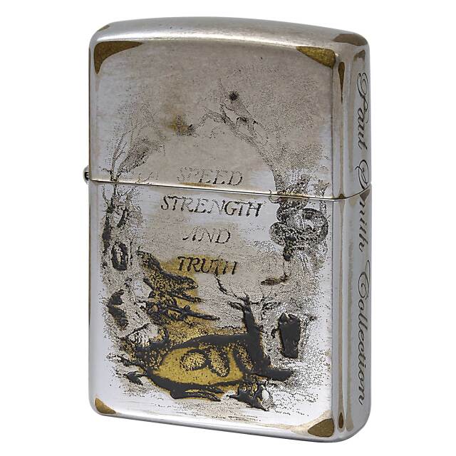 絶版/ヴィンテージ Zippo ジッポー 中古 2006年製造 ZIPPO Paul Smith Collection SPEED STRENGTH AND TRUTH ユーズド仕上げ  [A]使用感少なく状態が良い