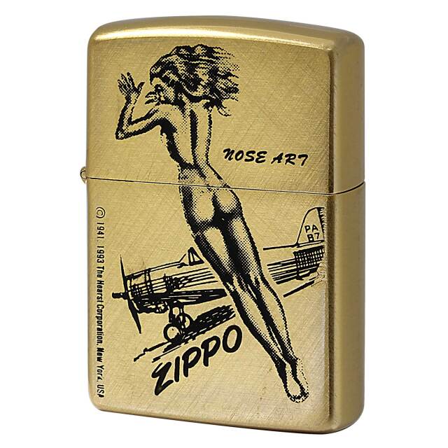 絶版/ヴィンテージ Zippo ジッポー 中古 1993年製造 ソリッドブラス Nose Art  [N]未使用・新品