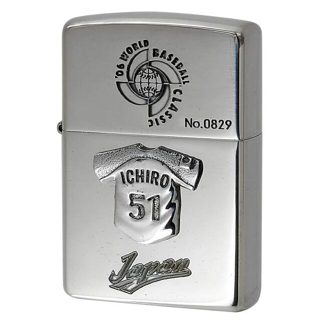 絶版/ヴィンテージ Zippo ジッポー 中古 2005年製造 ワールドベースボールクラッシック World Baseball Classic 2006 イチロー シリアルNo.0829  [N]未使用・新品