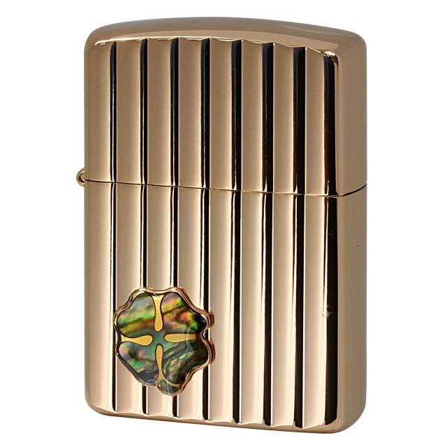絶版/ヴィンテージ Zippo ジッポー 中古 2005年製造 アーマー クローバー ストライプ彫刻 ピンクゴールド  [A]使用感少なく状態が良い