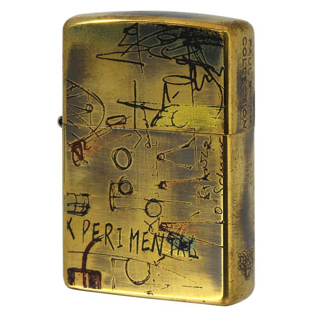 絶版/ヴィンテージ Zippo ジッポー 中古 2007年製造 ZIPPO Paul Smith 真鍮 線画 ラフスケッチ  [A]使用感少なく状態が良い