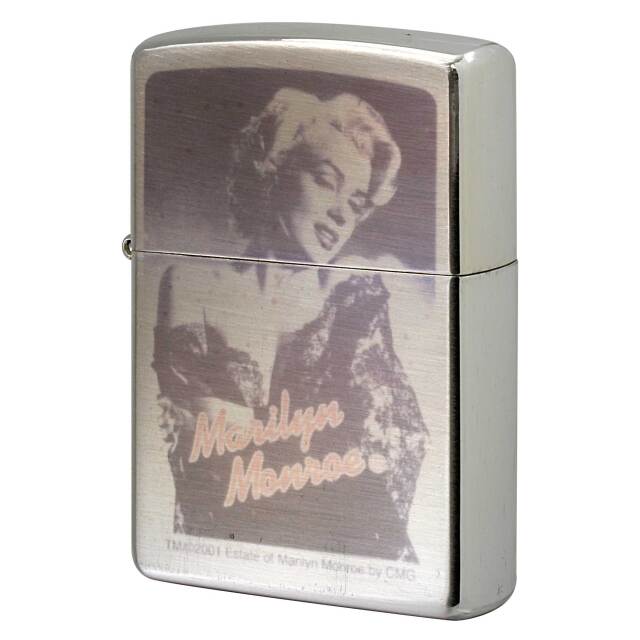 絶版/ヴィンテージ Zippo ジッポー 中古 2001年製造 マリリン・モンロー モノクロ（文字赤）  [B]使用感ありやや傷汚れあり