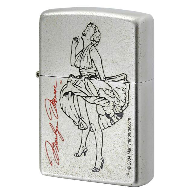 絶版/ヴィンテージ Zippo ジッポー 中古 2003年製造 マリリン・モンロー サテンクローム  [A]使用感少なく状態が良い