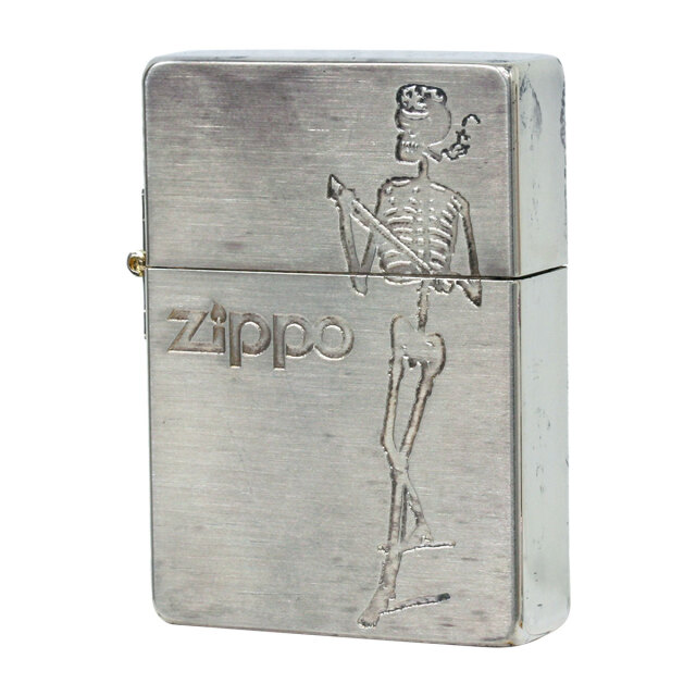 絶版/ヴィンテージ Zippo ジッポー 中古 2007年製造 1935レプリカ ドクロデザイン  [C]使用感あり傷汚れあり