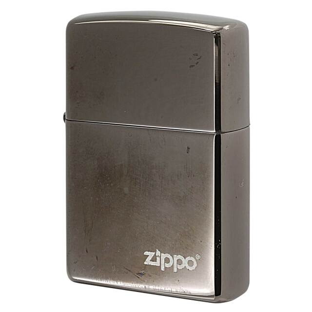 絶版/ヴィンテージ Zippo ジッポー 中古 2002年製造 ジッポロゴ ブラックエボニー PVD加工  [B]使用感ありやや傷汚れあり
