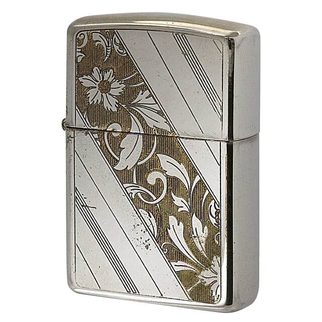 絶版/ヴィンテージ Zippo ジッポー 中古 1997年製造 Silver Plate 銀メッキ アラベスク 彫刻  [C]使用感あり傷汚れあり