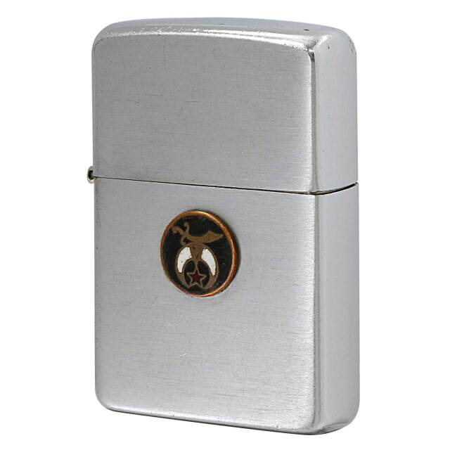 絶版/ヴィンテージ Zippo ジッポー 中古 1957年製造 フリーメイソン シュライナー ロゴエンブレム貼り   [B]使用感ありやや傷汚れあり