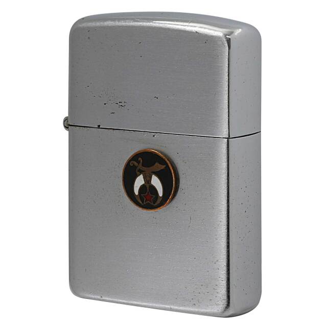 絶版/ヴィンテージ Zippo ジッポー 中古 1952年製造 フリーメイソン シュライナー ロゴエンブレム貼り  [B]使用感ありやや傷汚れあり