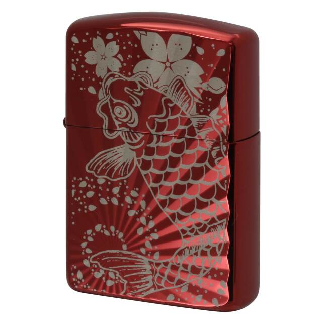 絶版/ヴィンテージ Zippo ジッポー 中古 2022年製造 アーマー 鯉桜 レッドイオンコーティング 162KS-RD  [S]ほぼ新品同様