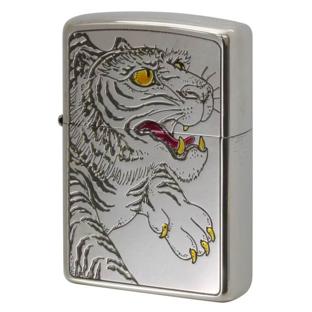 絶版/ヴィンテージ Zippo ジッポー 中古 2016年製造和柄 虎 [S]ほぼ