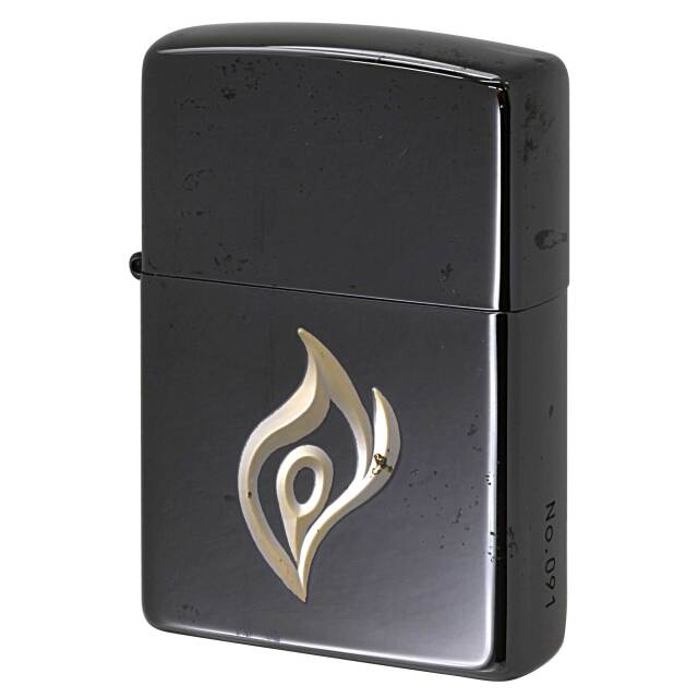 絶版/ヴィンテージ Zippo ジッポー 中古 2014年製造 ブラック 金 キリン FIRE ロゴ 深彫 シリアルNo.091  [C]使用感あり傷汚れあり