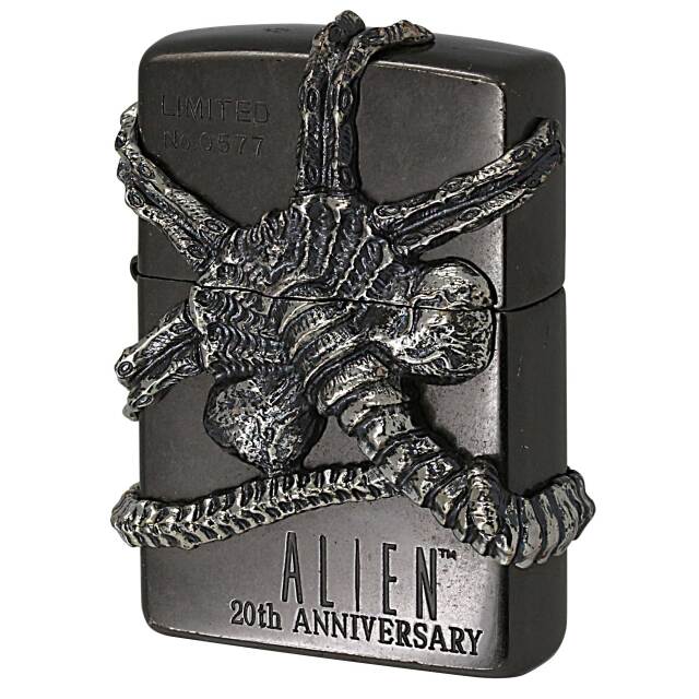 絶版/ヴィンテージ Zippo ジッポー 中古 1998年製造 ALIEN 20th ANNIVERSARY シリアルNo.0577 メタル貼り  [C]使用感あり傷汚れあり