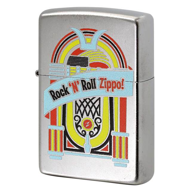 絶版/ヴィンテージ Zippo ジッポー 中古 2018年製造 ロックンロール JUKEBOX サテンクローム  [N]未使用・新品
