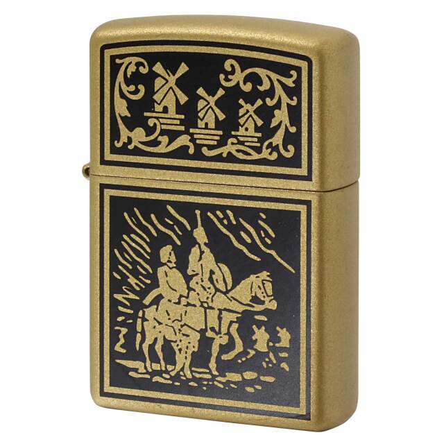 絶版/ヴィンテージ Zippo ジッポー 中古 2015年製造 ドン・キホーテ・デ・ラ・マンチャ マットゴールド塗装  [N]未使用・新品