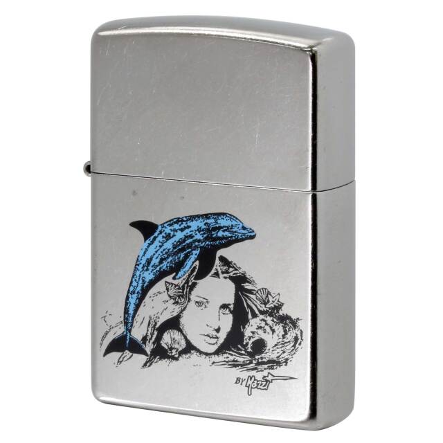 絶版/ヴィンテージ Zippo ジッポー 中古 2015年製造 クラウディオ マッツィ by Mazzi イルカと女性 ストリートクローム  [N]未使用・新品