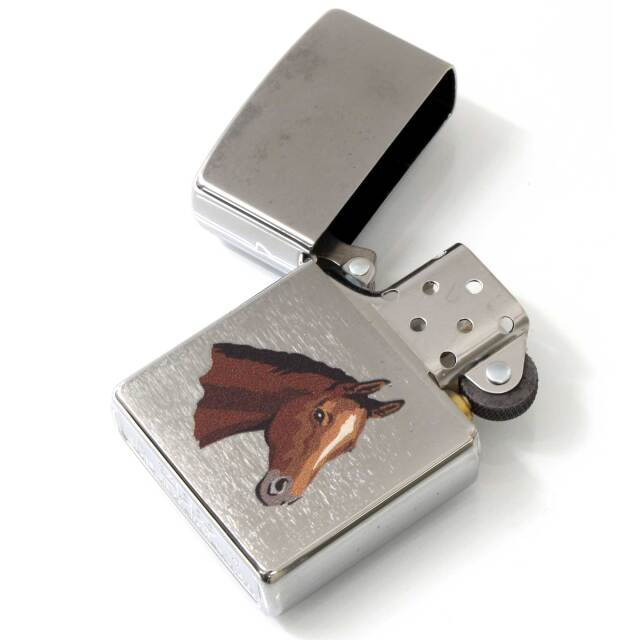 絶版/ヴィンテージ Zippo ジッポー 中古 2017年製造馬 HORSE プリント