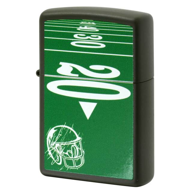 絶版/ヴィンテージ Zippo ジッポー 中古 2015年製造 アメリカンフットボール プリント マットカーキ  [N]未使用・新品