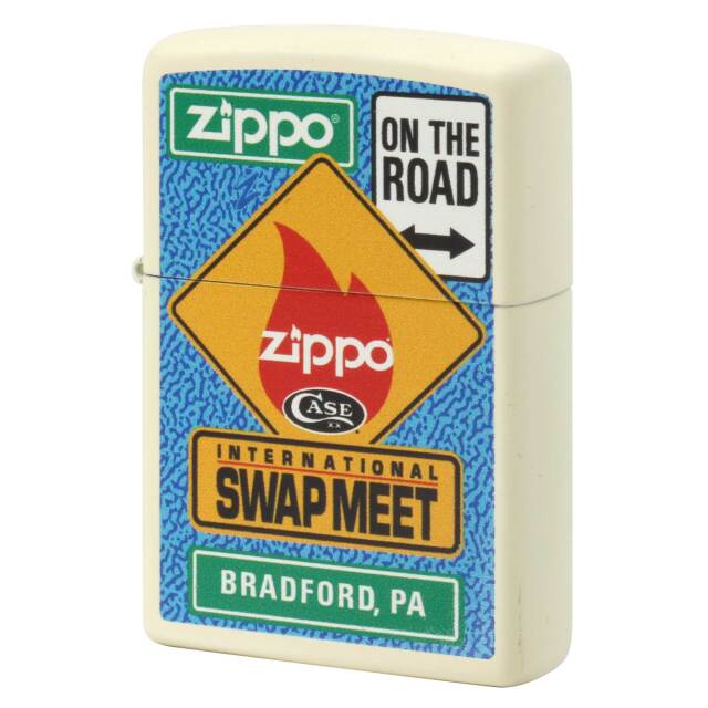 絶版/ヴィンテージ Zippo ジッポー 中古 2015年製造 INTERNATIONAL SWAP MEET スワップミート アイコンフレーム マットホワイト  [N]未使用・新品