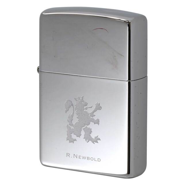 絶版/ヴィンテージ Zippo ジッポー 中古 2001年製造 ZIPPO R.Newbold アールニューボールド ロゴ ラスターエッチング  [S]ほぼ新品同様