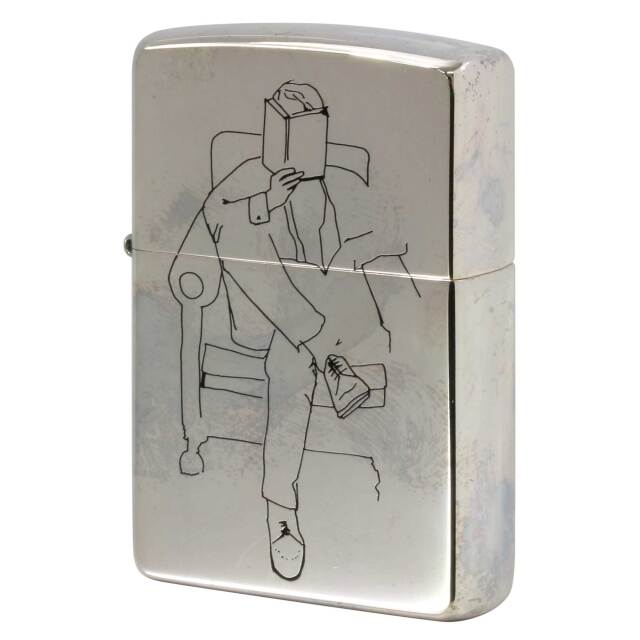 絶版/ヴィンテージ Zippo ジッポー 中古 2003年製造 ZIPPO Paul Smith Collection ポール・スミス コレクション 腰掛けて本を読む人  [A]使用感少なく状態が良い