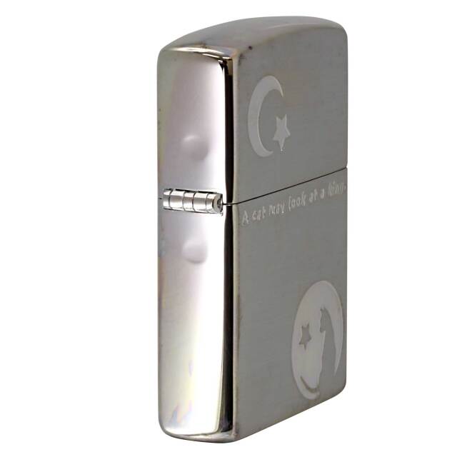 絶版/ヴィンテージ Zippo ジッポー 中古 2006年製造Cat＆Moon 月と猫