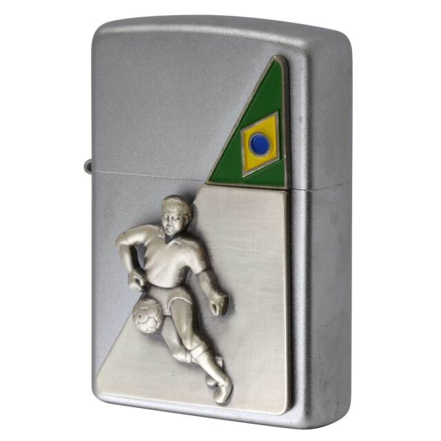 絶版/ヴィンテージ Zippo ジッポー 中古 2006年製造 サッカー ブラジル フットボールプレイヤー メタル貼り  [S]ほぼ新品同様