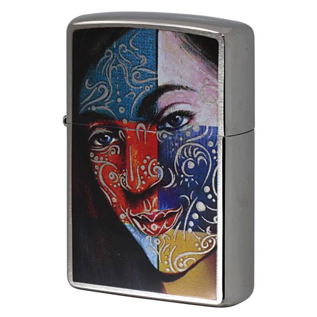 絶版/ヴィンテージ Zippo ジッポー 中古 2009年製造 GIRL FACE PAINTING 24404 フェスプリント  [S]ほぼ新品同様