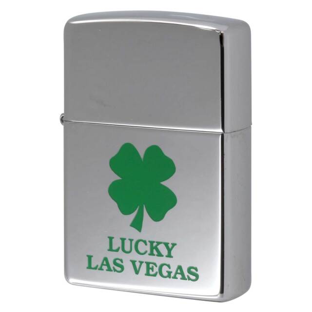 絶版/ヴィンテージ Zippo ジッポー 中古 1999年製造 LUCKY LAS VEGAS ラッキー ラスベガス 四つ葉のクローバー  [S]ほぼ新品同様