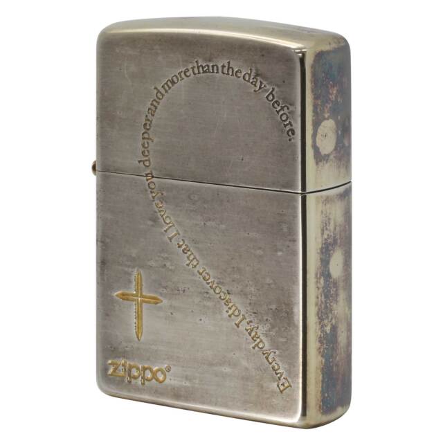 絶版/ヴィンテージ Zippo ジッポー 中古 2015年製造 ハート クロス ペアジッポ 片方 Heart Cross Pear SG  [C]使用感あり傷汚れあり