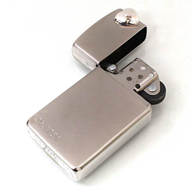 ヴィンテージ　純銀　コンパクト 絶版/ヴィンテージ Zippo ジッポー 中古 2005年製造スリム 純銀ハート