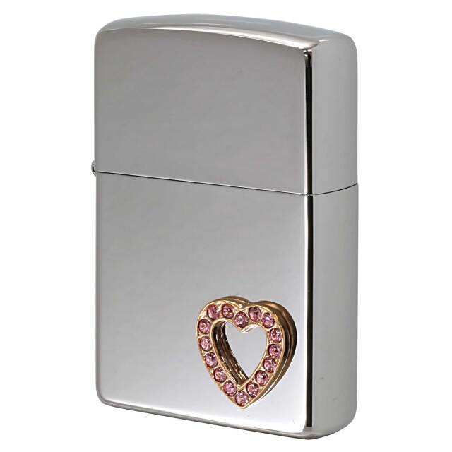 絶版/ヴィンテージ Zippo ジッポー 中古 2012年製造 HEART MOTIF Pinkスワロ B  [N]未使用・新品