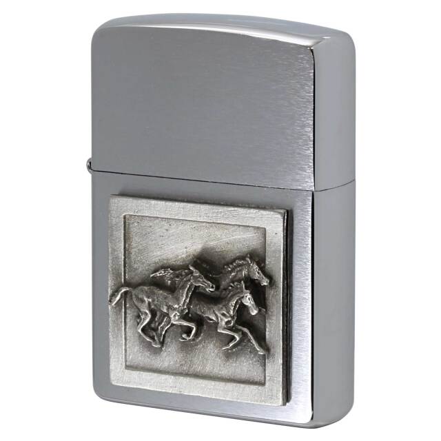 絶版/ヴィンテージ Zippo ジッポー 中古 2005年製造 馬 Horses メタル  [S]ほぼ新品同様