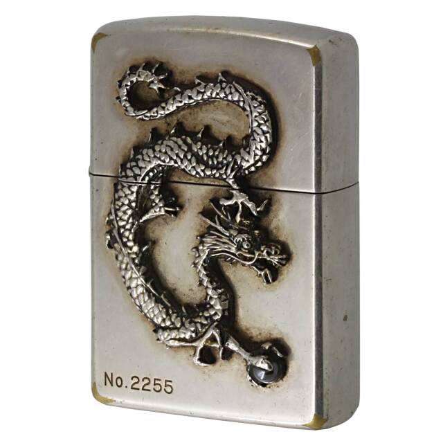 絶版/ヴィンテージ Zippo ジッポー 中古 2005年製造 限定 匠シリーズ 龍 ドラゴン 石入りメタル ヘマタイト No.2255  [C]使用感あり傷汚れあり