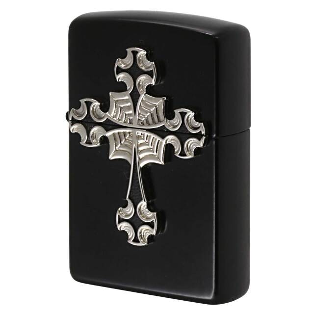 絶版/ヴィンテージ Zippo ジッポー 中古 2006年製造 Gothic Cross ブラックマット 21156  [S]ほぼ新品同様