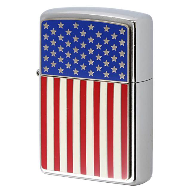 絶版/ヴィンテージ Zippo ジッポー 中古 2003年製造 アメリカンフラッグ 28827 AMERICAN FLAG METAL  [S]ほぼ新品同様