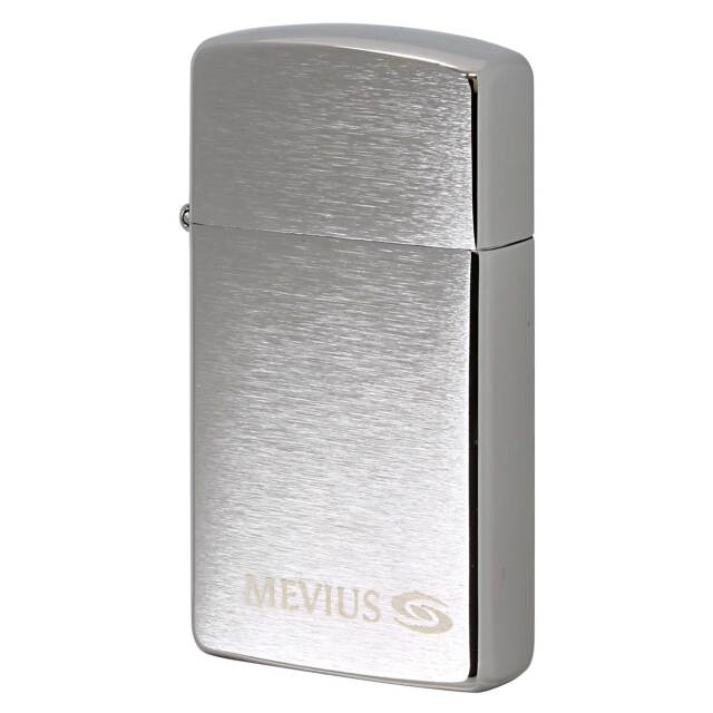 絶版/ヴィンテージ Zippo ジッポー 中古 2016年製造 タバコ銘柄 MEVIUS メビウス ブラッシュドクローム スリム 懸賞 Wチャンス品  [N]未使用・新品